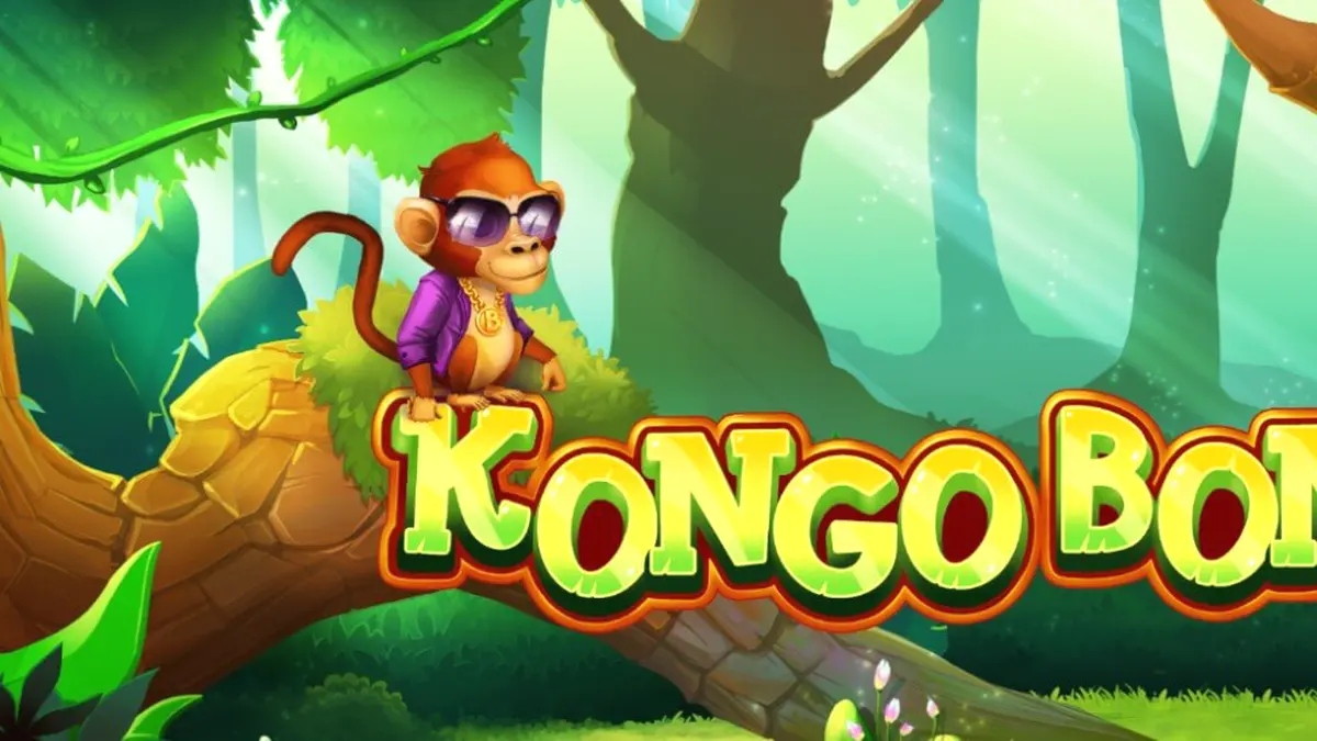 Tampilan visual slot Kongo Bongo dengan latar belakang hutan tropis dan simbol gorila.